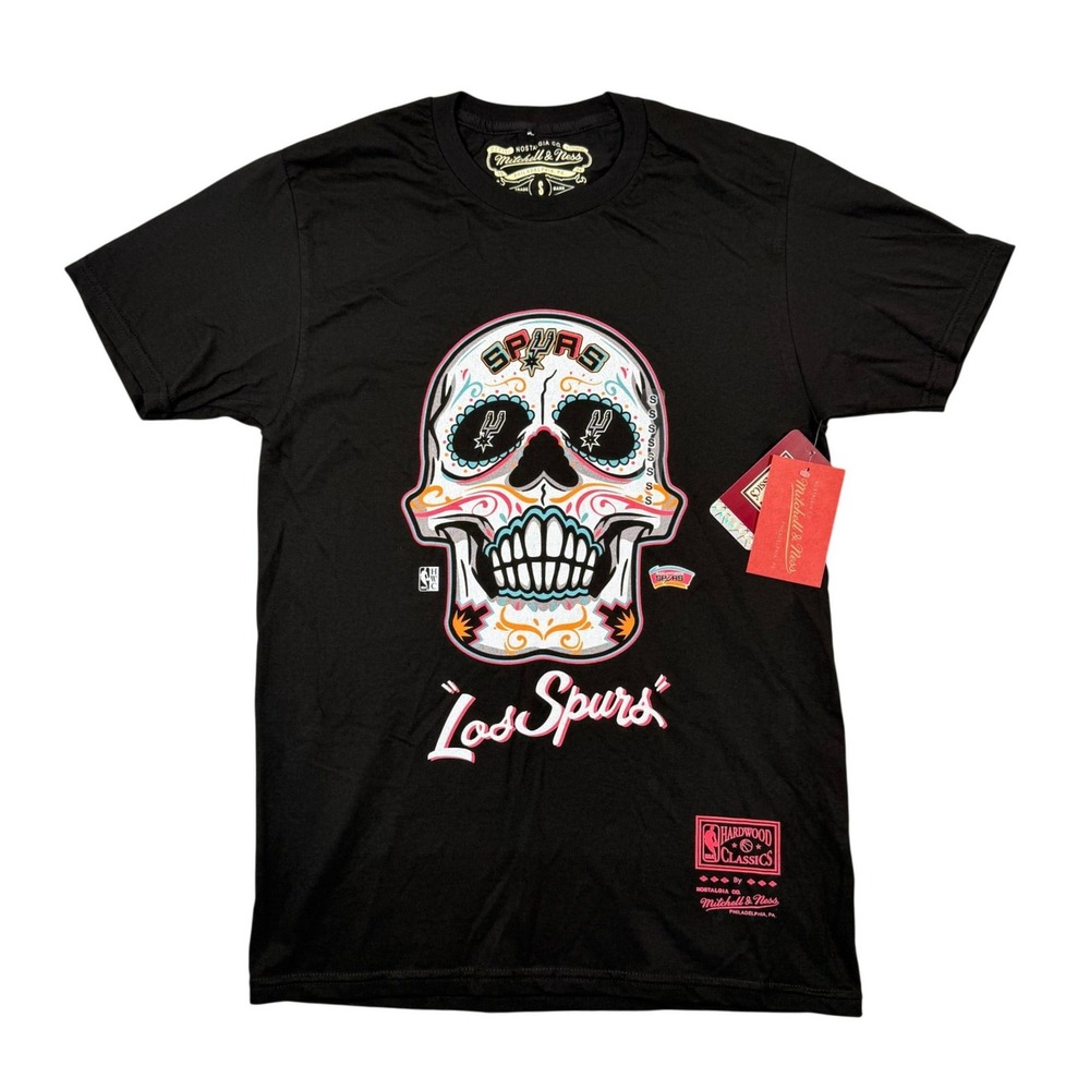 Mitchell & Ness San Antonio Spurs Mens Black Small NBA Sugar Skull Tee Shirt